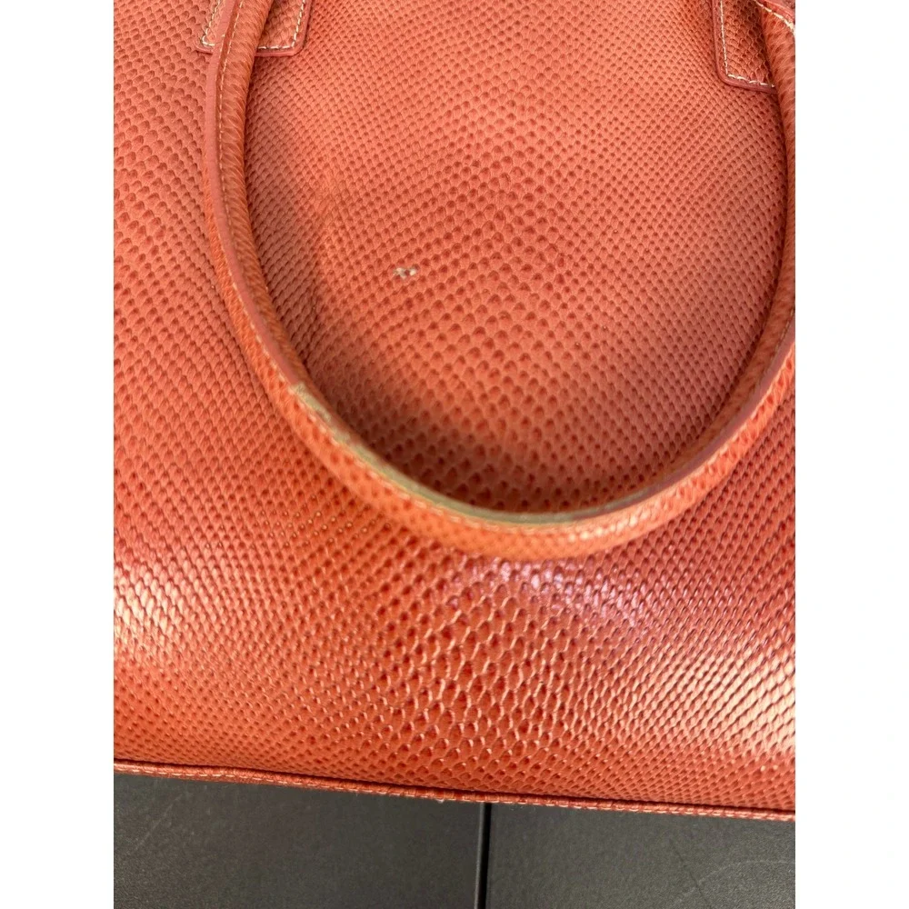 Franklin Covey Briefcase Crossbody Bag Lizard Embossed Pink Coral Leather Laptop